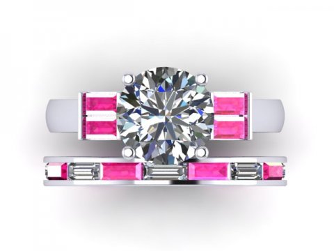 Collection Round-Diamond-Custom-Engagement-Ring-Pink-Baguettes