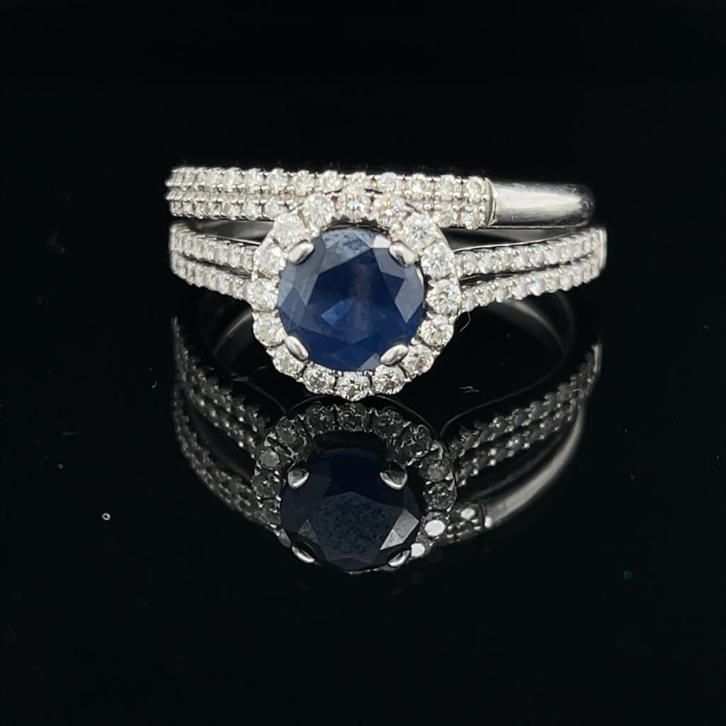 Blue Sapphire Engagement Ring and Band
