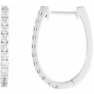 14K White 3/4 Lab-Grown Diamond Hoop Earrings