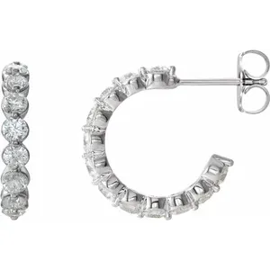 14K White 16.5 mm 1 3/8 CTW Natural Diamond Huggie Earrings