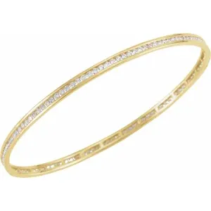 14K Yellow 2 1/4 CTW Natural Diamond Stackable Bangle 8″ Bracelet
