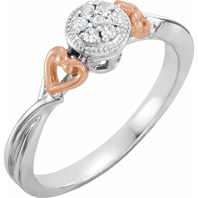 10K White/Rose 1/10 CTW Natural Diamond Promise Ring