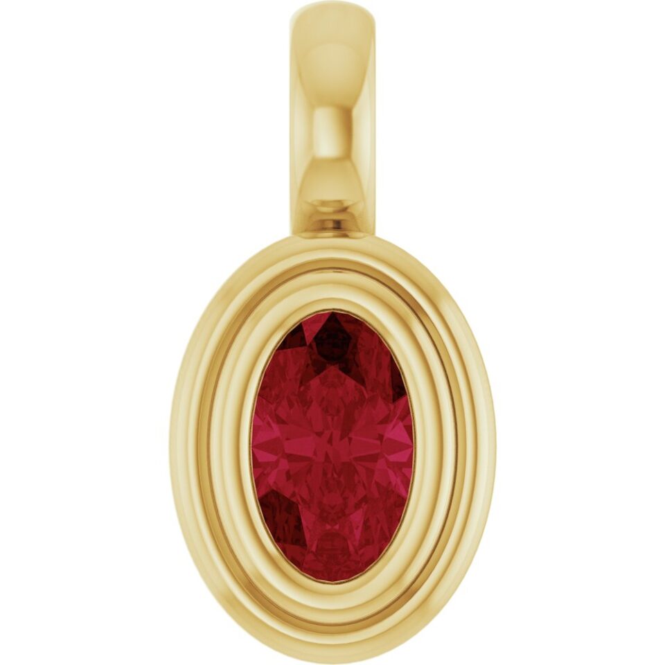 14K Yellow Lab-Grown Ruby Pendant