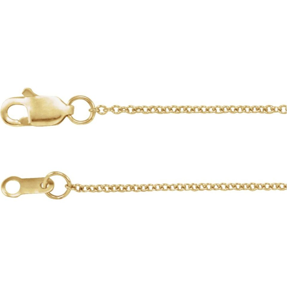 14K Yellow 1 mm Cable 18" Chain